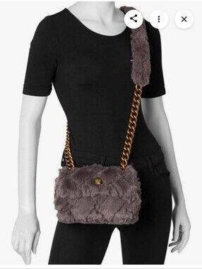Kurt Geiger Grey Faux Fur Crossbody Nwot
